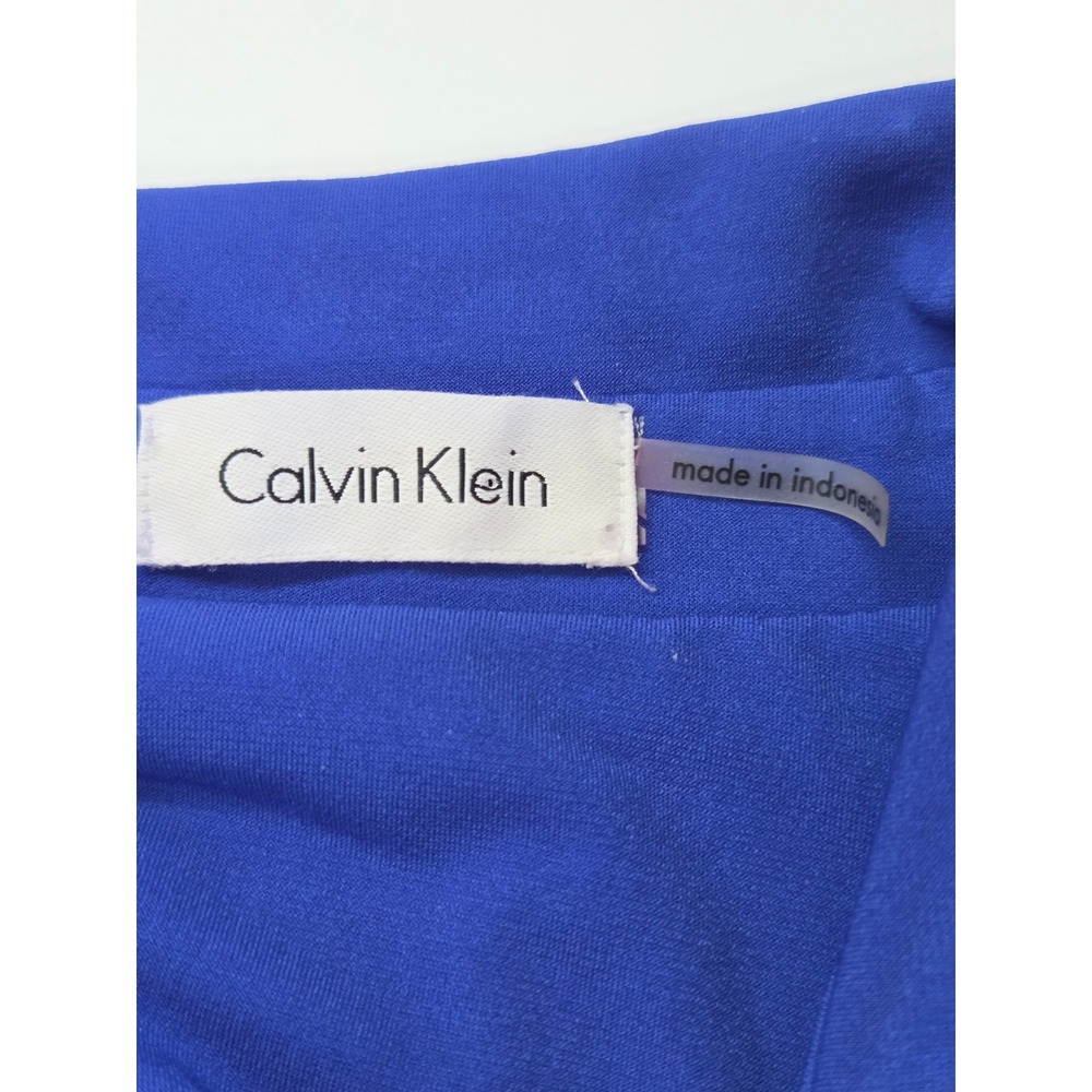Calvin Klein Womens Royal Blue Long Sleeve Collared Wrap Dress Sz 6 CD6A1RWC New - Picture 6 of 8